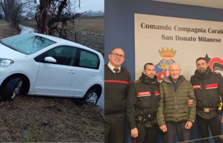 Anziano finisce con l'auto in bilico su un canale: salvato dai carabinieri